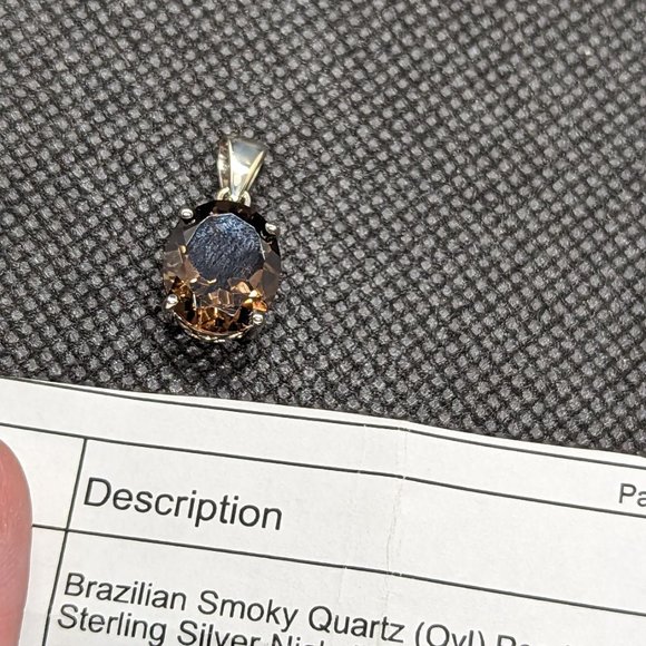 Beautiful Sterling and Smoky Quartz Pendant - Picture 2 of 3